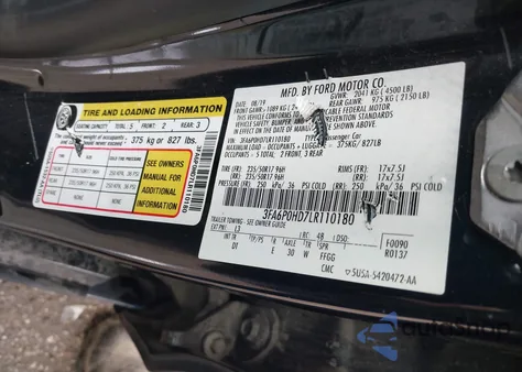 2020 Ford Fusion Se from USA, damaged, VIN 3FA6P0HD7LR110180